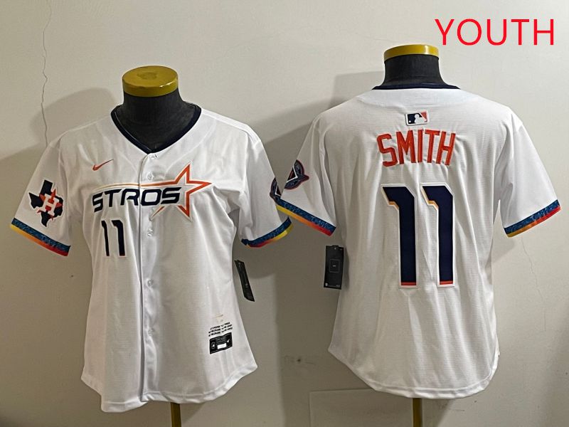 Youth Houston Astros 11 Smith White Fourth generation Joint Name 2025 Nike MLB Jersey style 2